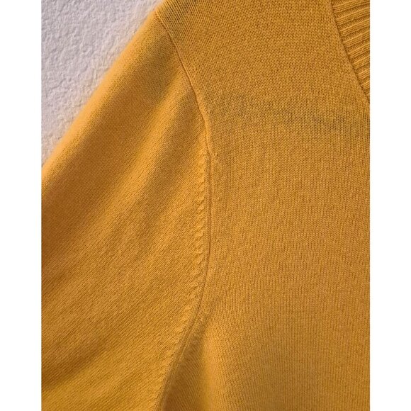 Talbots 100% Cashmere Mustard Yellow Cardigan 3X a few small holes - Picture 3 of 8